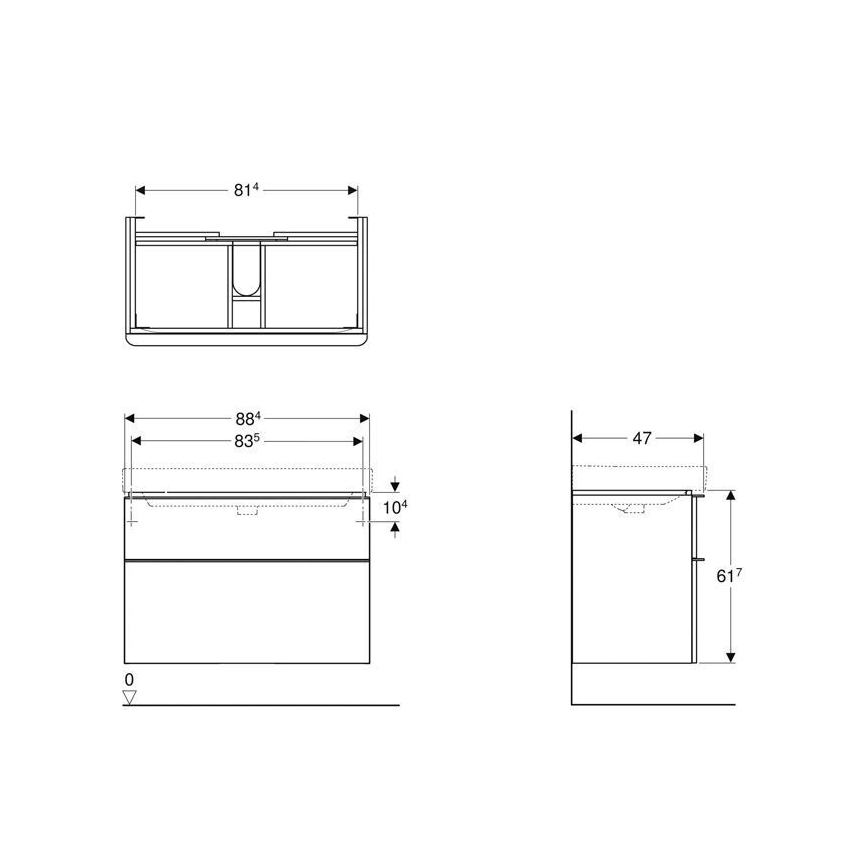Geberit 500.354.00.1 - Ντουλάπι μπάνιου κάτω από τον νιπτήρα Smyle Square 61,7x88,4 cm λευκό