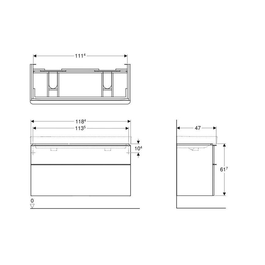 Geberit 500.356.00.1 - Ντουλάπι μπάνιου για διπλό νιπτήρα Smyle Square 61,7x118,4 cm λευκό
