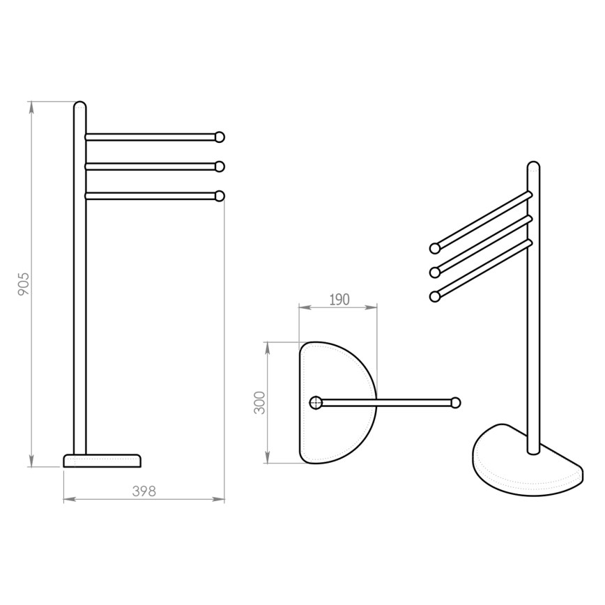 Gedy - Καλόγερος μπάνιου HIBISCUS 90,5 cm γυαλιστερό χρώμιο