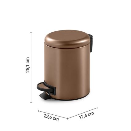 Gedy - Κάδος απορριμμάτων POTTY 3 l με σύστημα απαλού κλεισίματος, μπρονζέ