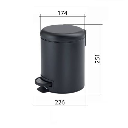 Gedy - Κάδος απορριμμάτων POTTY 3 l με σύστημα αργού κλεισίματος ματ μαύρο