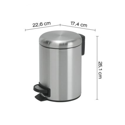 Gedy - Κάδος απορριμμάτων POTTY 3 l με μαλακό κλείσιμο, από ανοξείδωτο ατσάλι