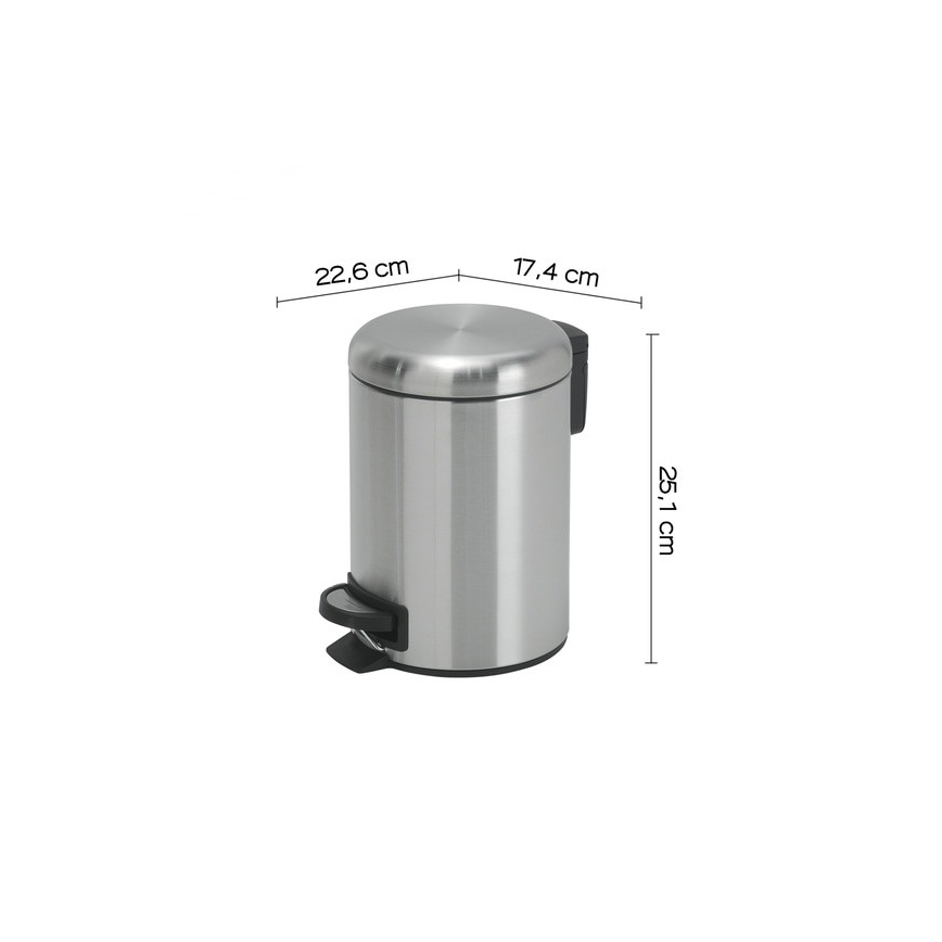 Gedy - Κάδος απορριμμάτων POTTY 3 l με μαλακό κλείσιμο, από ανοξείδωτο ατσάλι