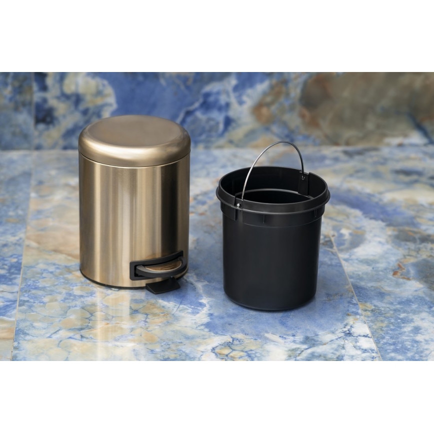 Gedy - Κάδος απορριμμάτων POTTY 3 l με μαλακό κλείσιμο, ματ χρυσό