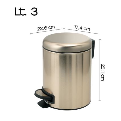 Gedy - Κάδος απορριμμάτων POTTY 3 l με μαλακό κλείσιμο, ματ χρυσό
