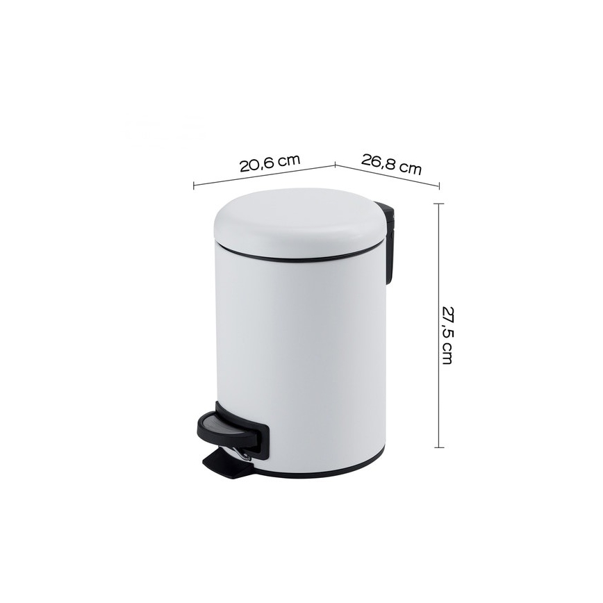 Gedy - Κάδος απορριμμάτων POTTY 5 l, με απαλό κλείσιμο, λευκό
