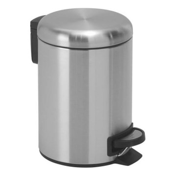 Gedy - Κάδος απορριμμάτων POTTY 5 L με μαλακό κλείσιμο, από βουρτσισμένο ανοξείδωτο χάλυβα