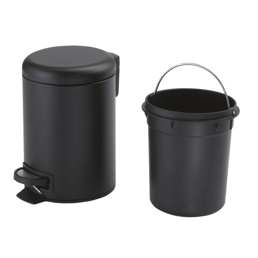 Gedy - Κάδος απορριμμάτων POTTY 5 l με μαλακό κλείσιμο, ματ μαύρο
