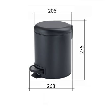 Gedy - Κάδος απορριμμάτων POTTY 5 l με μαλακό κλείσιμο, ματ μαύρο