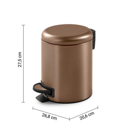 Gedy - Κάδος απορριμμάτων POTTY 5 l με μαλακό κλείσιμο, μπρονζέ