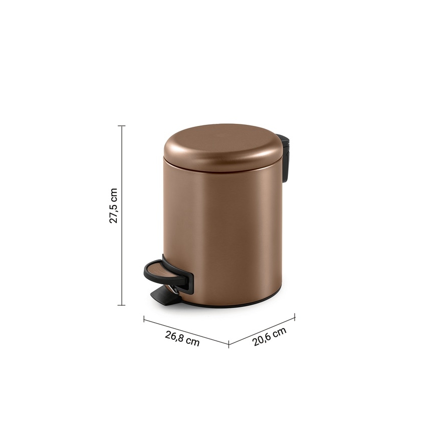 Gedy - Κάδος απορριμμάτων POTTY 5 l με μαλακό κλείσιμο, μπρονζέ