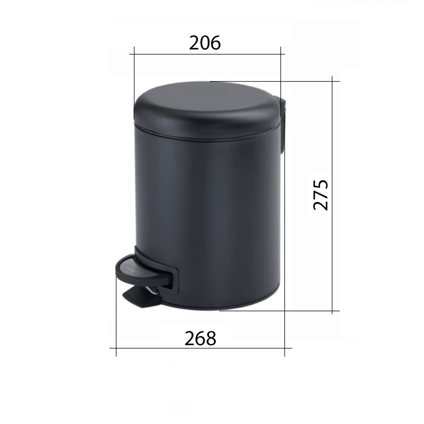 Gedy - Κάδος απορριμμάτων POTTY 5 l με μηχανισμό απαλού κλεισίματος μεταλλικό γκρι