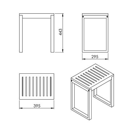 Gedy - Κάθισμα μπάνιου HIMALAYA 39,5x44,3 cm μπαμπού