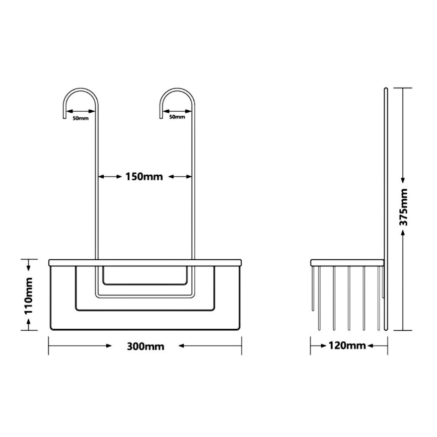 Gedy - Κρεμαστή ραφιέρα για ντους SMART 37,5x30 cm σε μεταλλικό γκρι