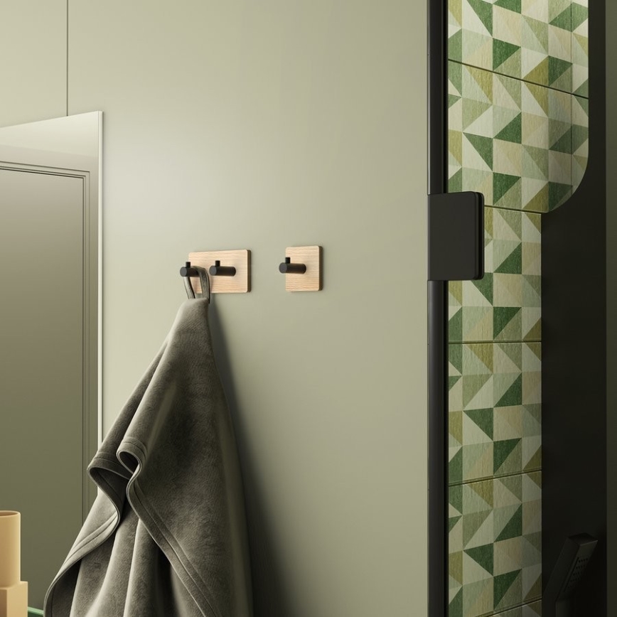 Gedy - Κρεμάστρα αυτοκόλλητη για πετσέτες HIMALAYA μαύρο/μπαμπού