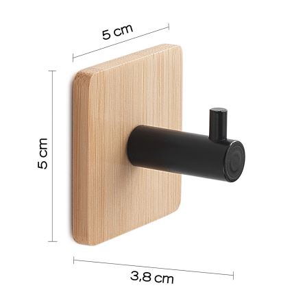 Gedy - Κρεμάστρα αυτοκόλλητη για πετσέτες HIMALAYA μαύρο/μπαμπού