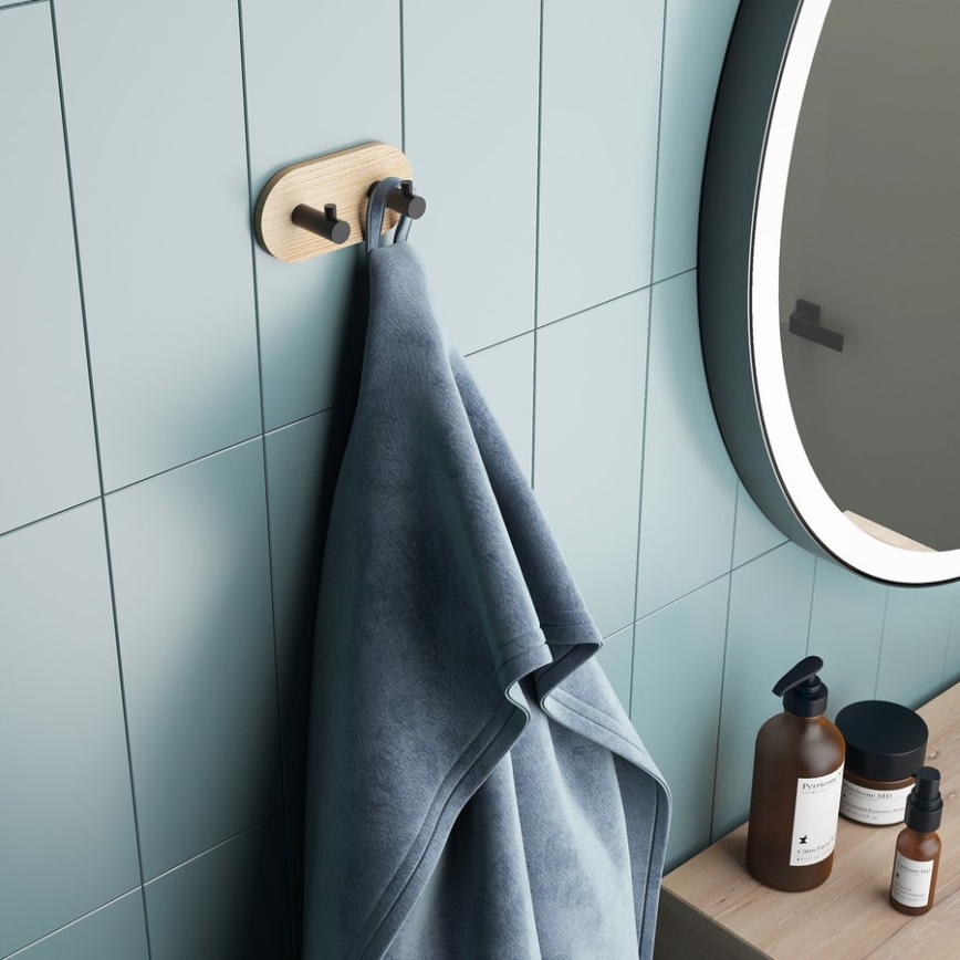 Gedy - Κρεμάστρα τοίχου αυτοκόλλητη HIMALAYA μαύρο/μπαμπού