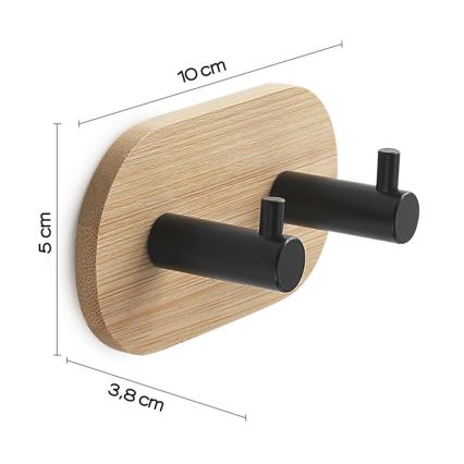 Gedy - Κρεμάστρα τοίχου αυτοκόλλητη HIMALAYA μαύρο/μπαμπού