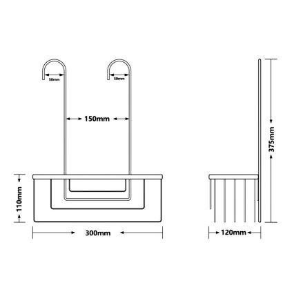 Gedy - Κρεμαστό ράφι για ντους SMART 37,5x30 cm γυαλιστερό χρώμιο