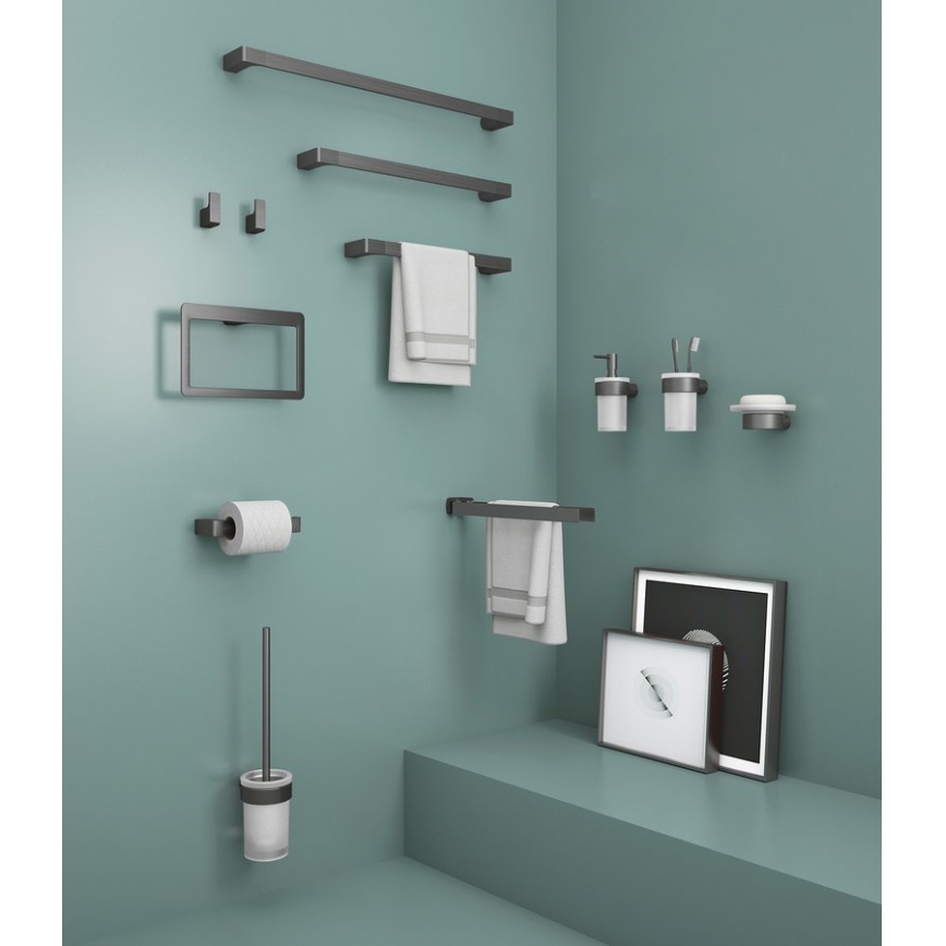 Gedy - Σετ 2 τεμ. Επιτοίχιοι γάντζοι PIRENEI, μεταλλικό γκρι