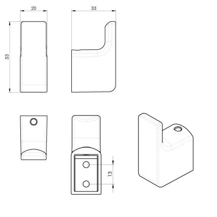 Gedy - Σετ 2 τεμ. Επιτοίχιοι γάντζοι PIRENEI, μεταλλικό γκρι