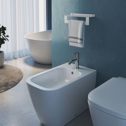 Gedy - Ράφι με κρεμάστρα για πετσέτες CLEO 50 cm λευκό ματ