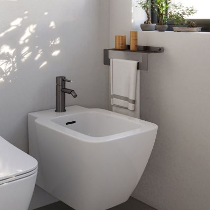 Gedy - Ράφι με κρεμάστρα για πετσέτες CLEO 50 cm μεταλλικό γκρι