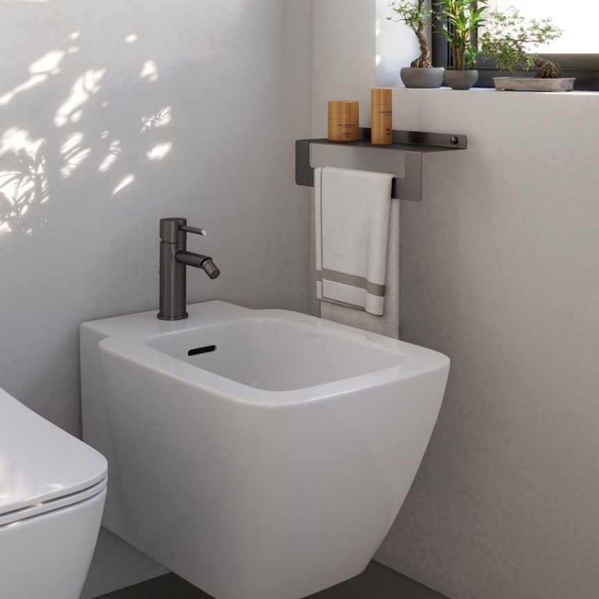 Gedy - Ράφι με κρεμάστρα για πετσέτες CLEO 50 cm μεταλλικό γκρι