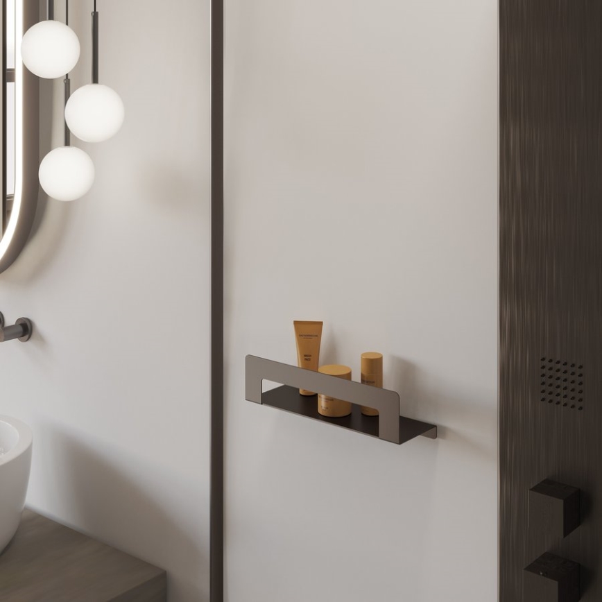 Gedy - Ράφι με κρεμάστρα για πετσέτες CLEO 50 cm μεταλλικό γκρι