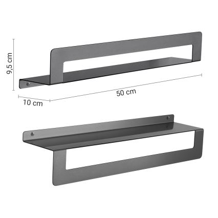 Gedy - Ράφι με κρεμάστρα για πετσέτες CLEO 50 cm μεταλλικό γκρι