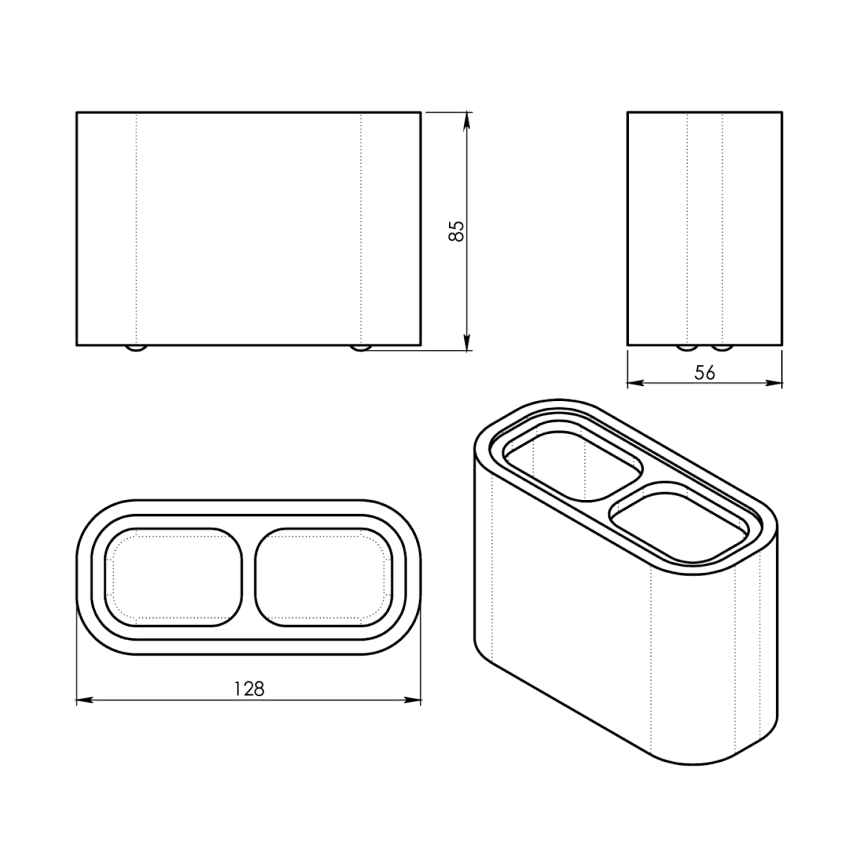 Gedy - Ποτηροθήκη μπάνιου NINFEA μαύρο/μπαμπού