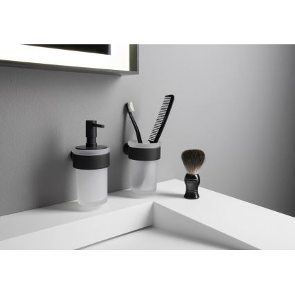 Gedy - ποτηροθήκη μπάνιου PIRENEI γαλακτερό Γυαλί/μαύρο