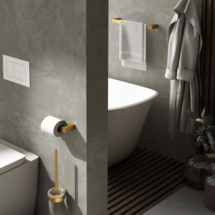 Gedy - Επιτοίχια βούρτσα WC PIRENEI γαλακτώδες γυαλί/ματ χρυσό