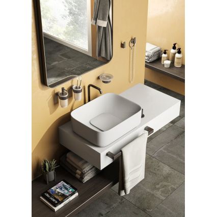 Gedy - Επιτοίχιος δοσομετρητής σαπουνιού PIRENEI 110 ml γαλακτώδες γυαλί/μεταλλικό γκρι