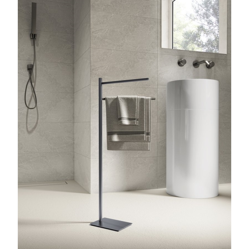 Gedy - Επιδαπέδια βάση για πετσέτες TRILLY 83,5 cm μεταλλικό γκρι