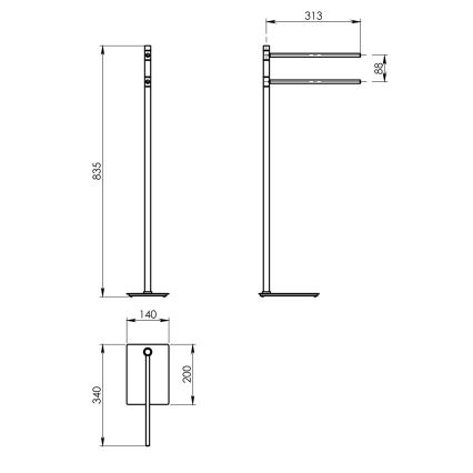 Gedy - Επιδαπέδια βάση για πετσέτες TRILLY 83,5 cm μεταλλικό γκρι