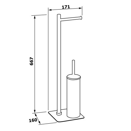 Gedy - Επιδαπέδια βούρτσα τουαλέτας FLORI με θήκη για χαρτί υγείας, γυαλιστερό χρώμιο