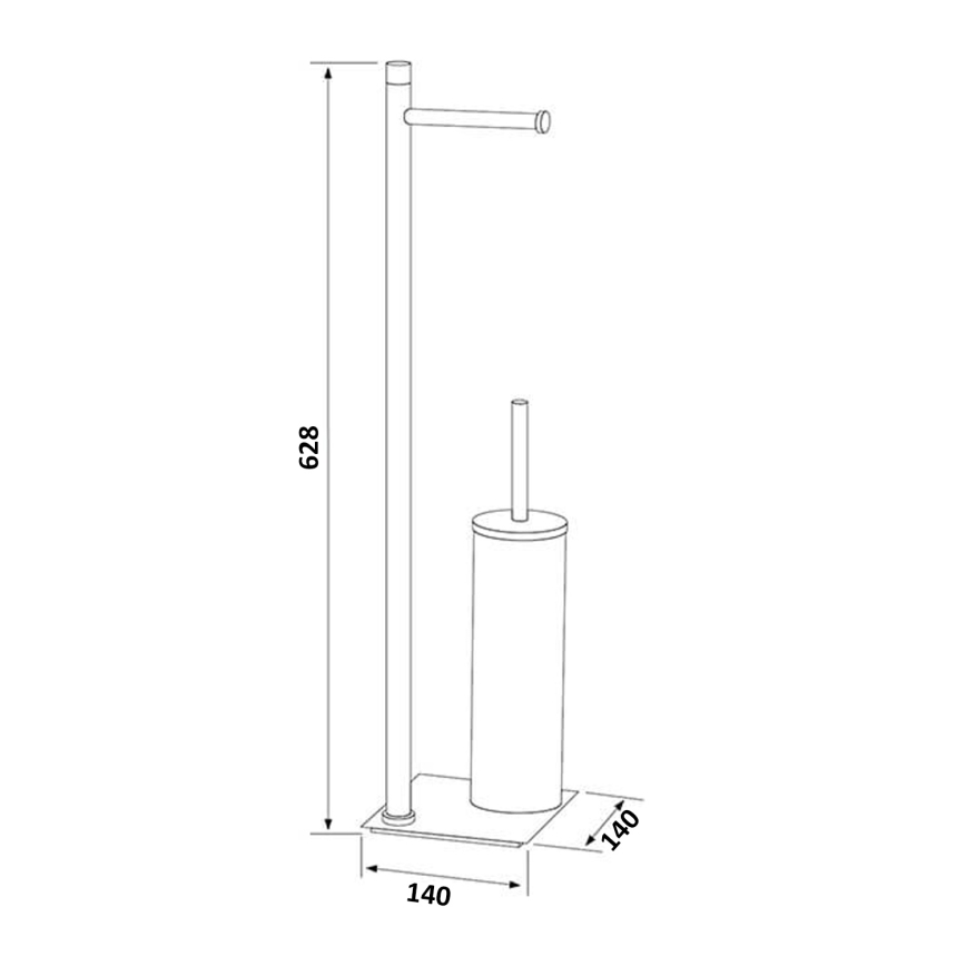 Gedy - Επιδαπέδια βούρτσα WC με θήκη για χαρτί υγείας TRILLY, γυαλισμένο χρώμιο
