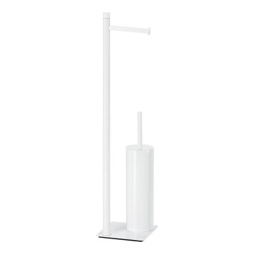 Gedy - Επιδαπέδια βούρτσα WC με θήκη για χαρτί υγείας TRILLY ματ λευκή