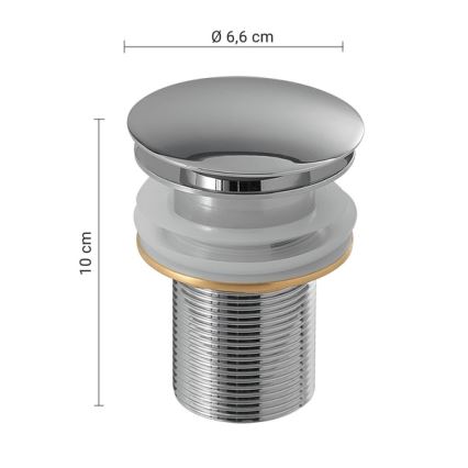 Gedy - Βαλβίδα νιπτήρα CLICK-CLACK, διάμ. 6,6 cm, γυαλιστερό χρώμιο