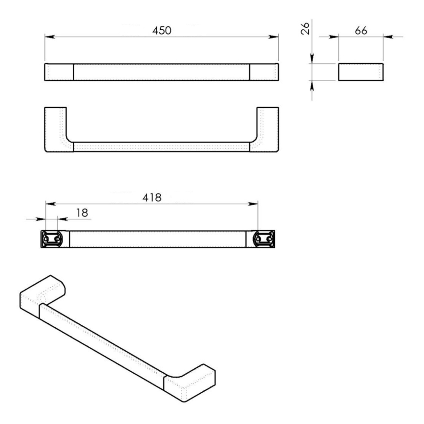 Gedy - Επιτοίχια πετσετοθήκη PIRENEI 6,6x45 cm γυαλιστερό χρώμιο