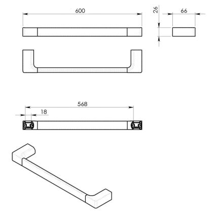 Gedy - Επιτοίχια πετσετοθήκη PIRENEI 6,6x60 cm γυαλιστερό χρώμιο
