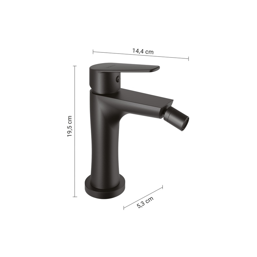 Gedy - Μπαταρία μπιντέ COMO 19,5 cm ματ μαύρη