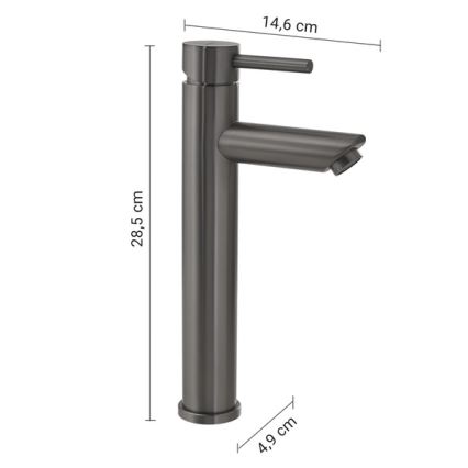 Gedy - Μπαταρία νιπτήρα ALTO 28,5 cm μεταλλικό γκρι