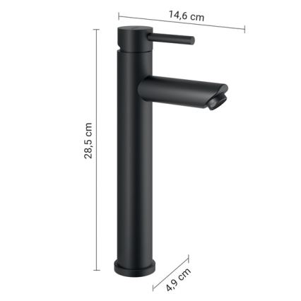Gedy - Μπαταρία νιπτήρα ALTO HIGH 28,5 cm ματ μαύρη