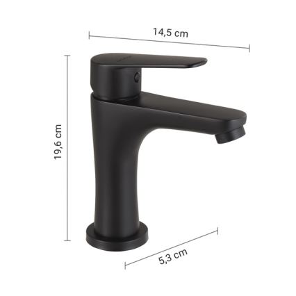 Gedy - Μπαταρία νιπτήρα COMO 19,6 cm ματ μαύρη