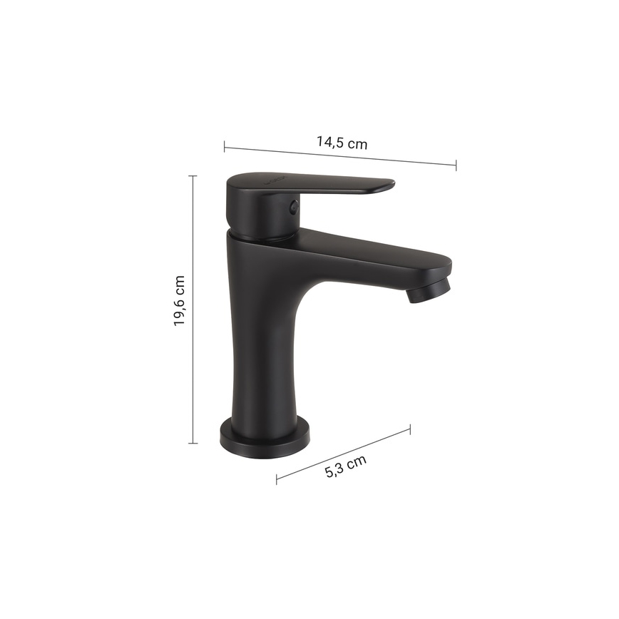 Gedy - Μπαταρία νιπτήρα COMO 19,6 cm ματ μαύρη