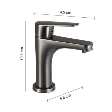 Gedy - Μπαταρία νιπτήρα COMO 19,6 cm μεταλλικό γκρι