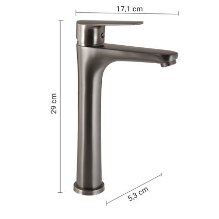 Gedy - Μπαταρία νιπτήρα COMO 29 cm μεταλλικό γκρι