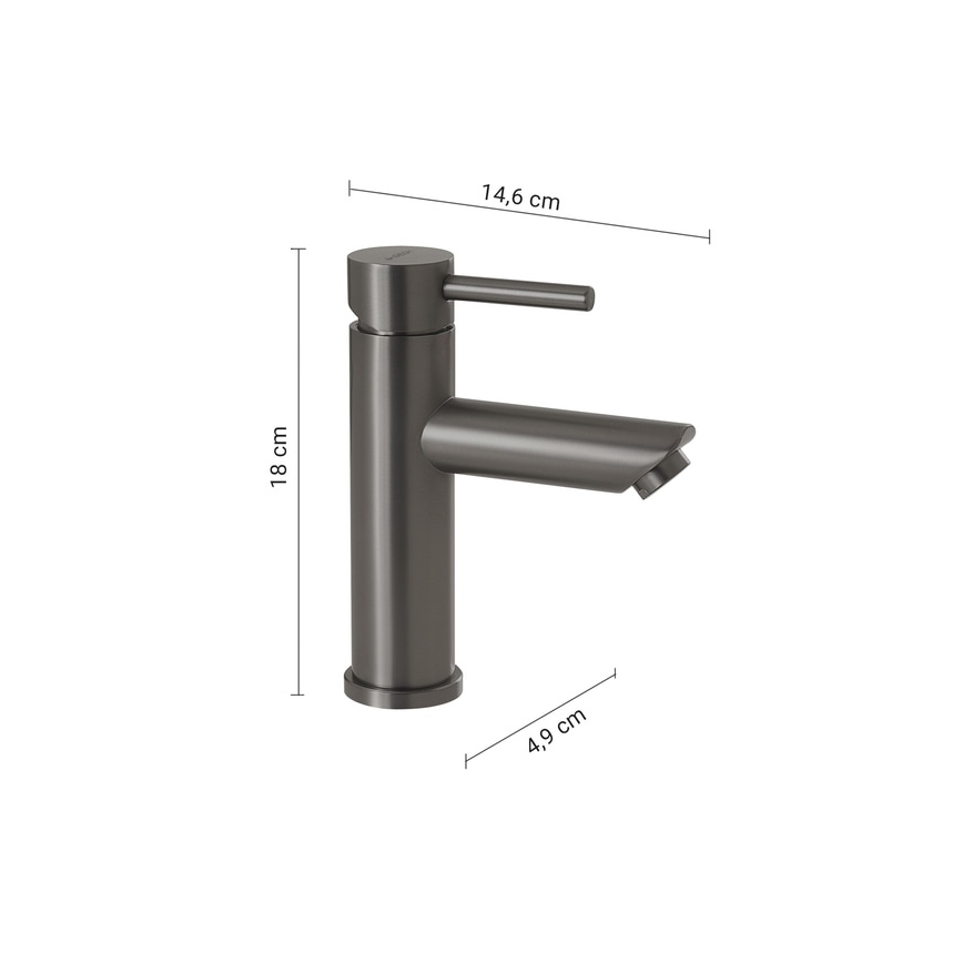 Gedy - Μπαταρία νιπτήρα GARDA 18 cm σε μεταλλικό γκρι